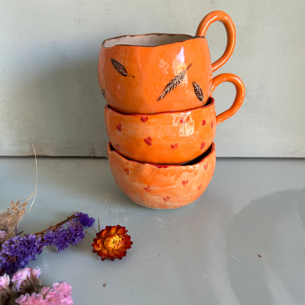 Tazas Naranjas De Paula Molina Art